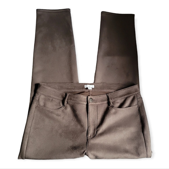 J Jill Taylor Women Faux-Suede Mocha Pants Size 12 - Picture 5 of 10